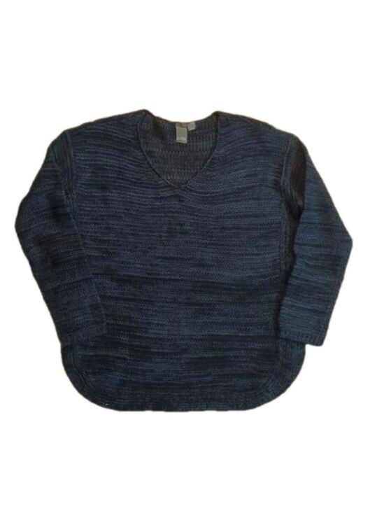 Quinn Sweaters - Quinn V Neck Blue Textured Knit Sweater Medium